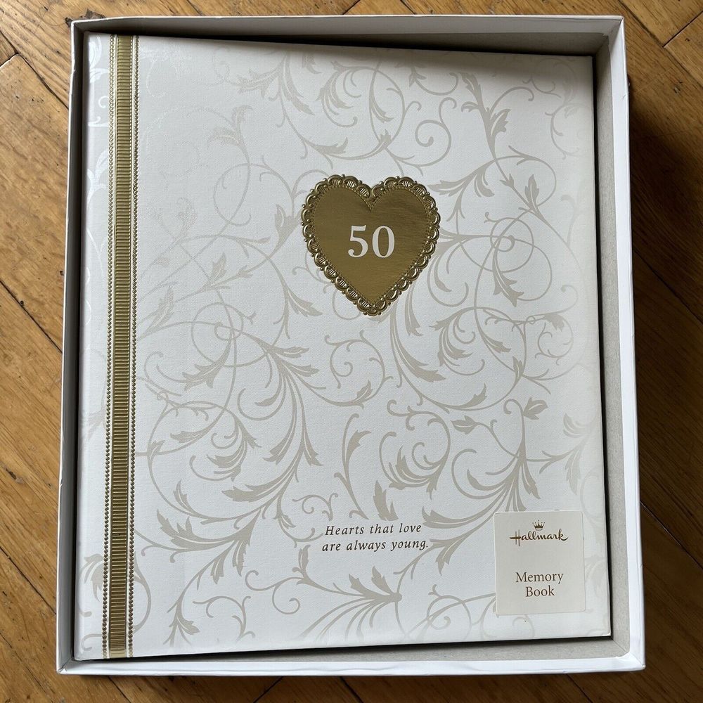 Hallmark 50th Wedding Anniversary Album Memory Book Gold Heart Love NEW IN BOX